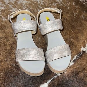 Volatile Pleather Snake Skin Platform Sandals